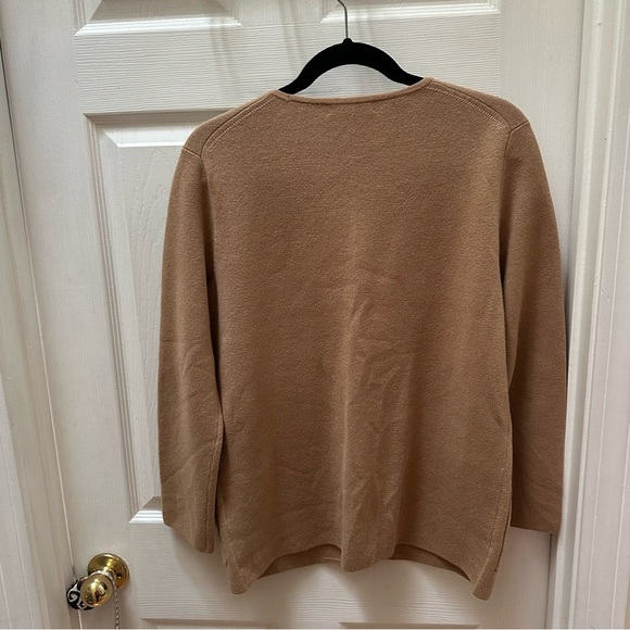 J Crew Giselle V neck sweater blazer tan camel gold buttons XS - Picture 10 of 10